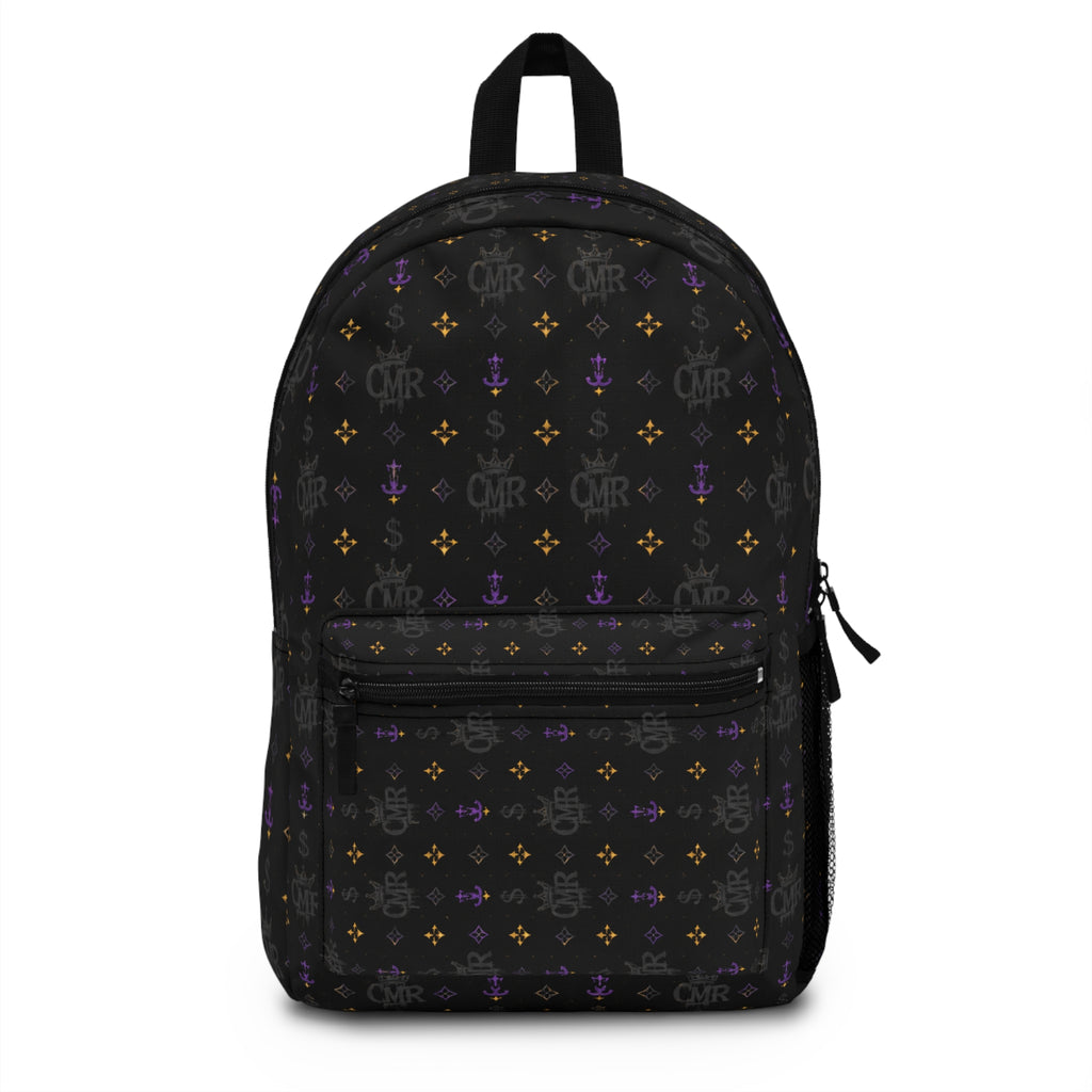 Monogram Noir Pattern Backpack — Black Luxe Floral & Anchor Print