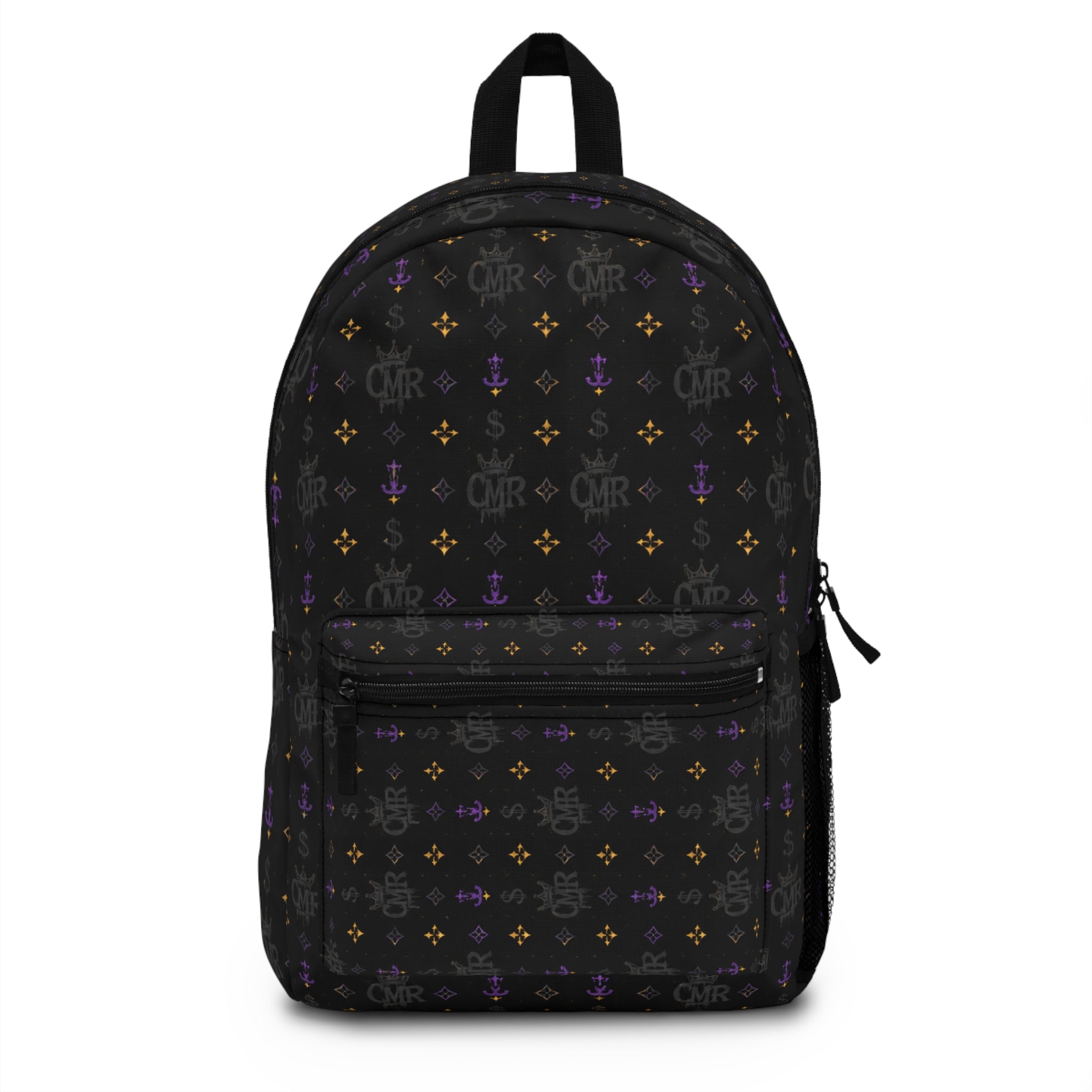 Monogram Noir Pattern Backpack — Black Luxe Floral & Anchor Print