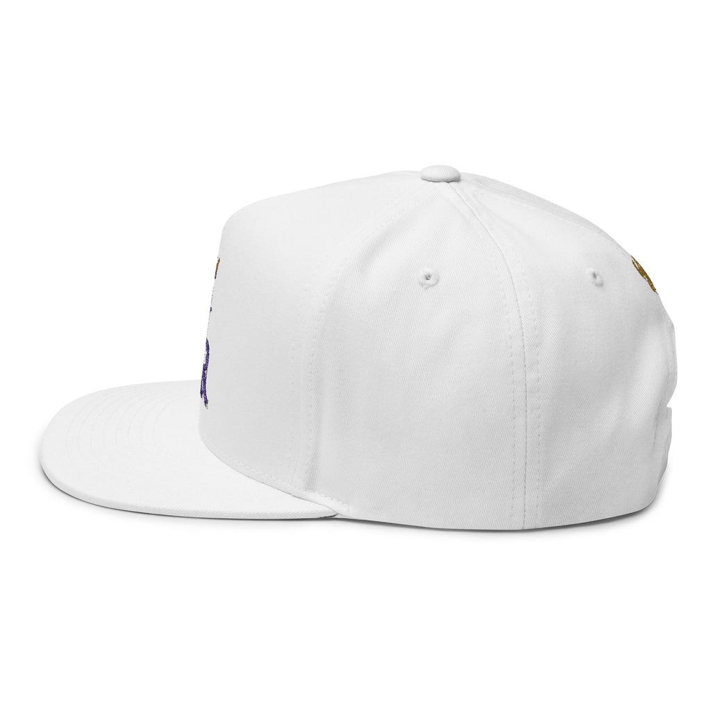 Royal Graffiti Flat Bill Cap — Embroidered CMR Crown Logo
