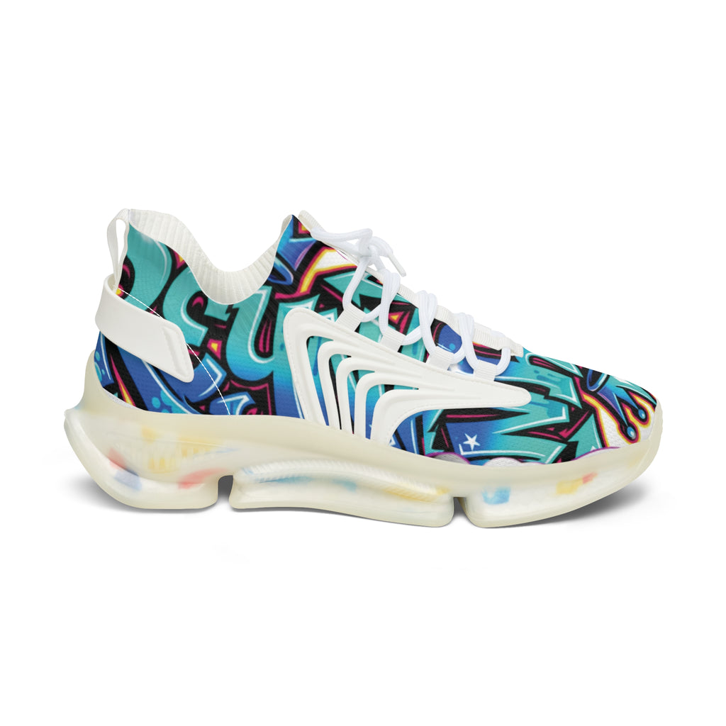 Women's Mesh Sneakers — Colorful Graffiti Print Athletic Shoes