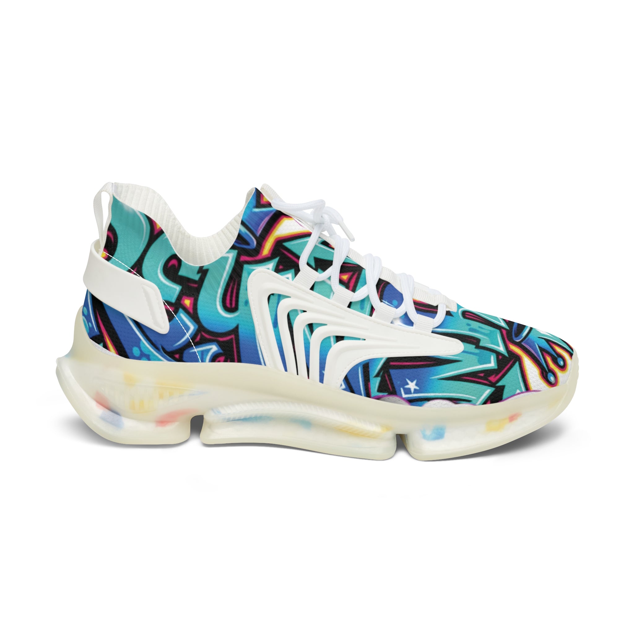 Women's Mesh Sneakers — Colorful Graffiti Print Athletic Shoes