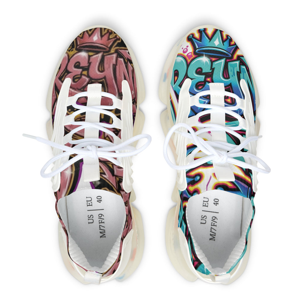 Women's Mesh Sneakers — Colorful Graffiti Print Athletic Shoes