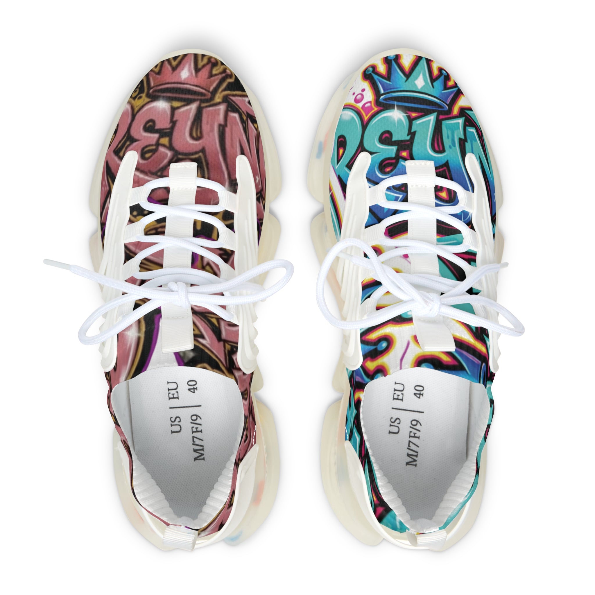 Women's Mesh Sneakers — Colorful Graffiti Print Athletic Shoes