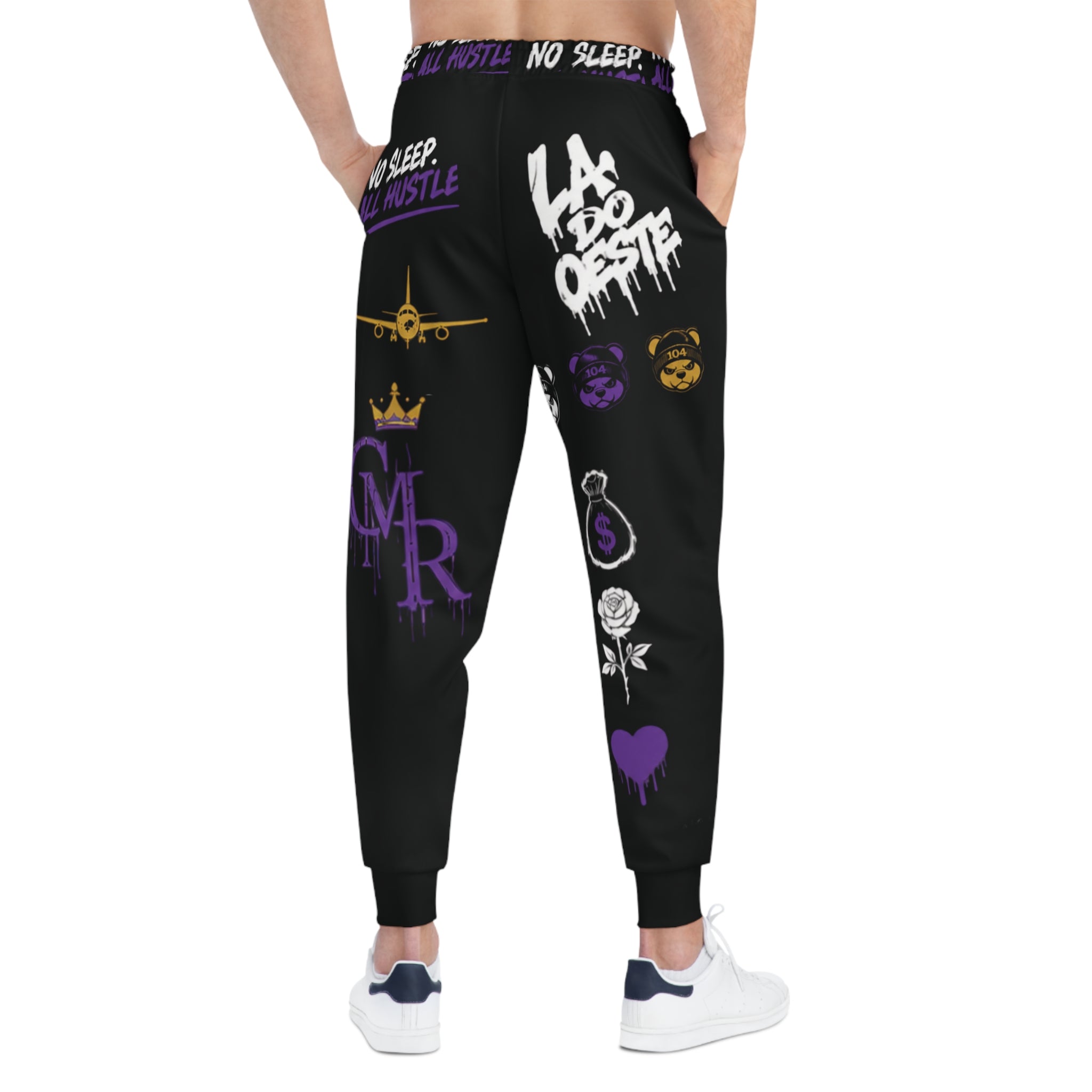 Streetwear Joggers — 'No Sleep All Hustle' LA Westside Graphic Athletic Pants