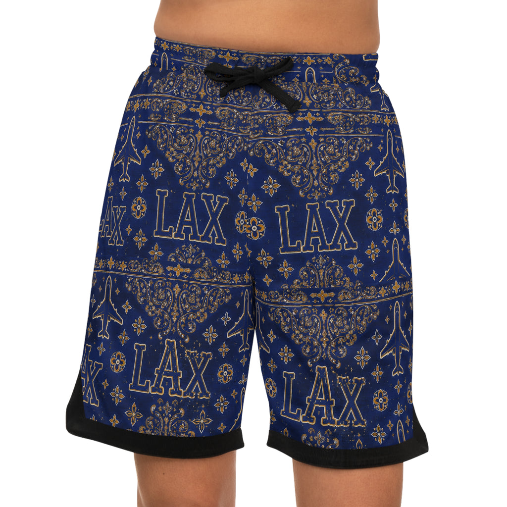 LAX Lacrosse Bandana-Print Rib Shorts — Athletic Casual Summer Wear