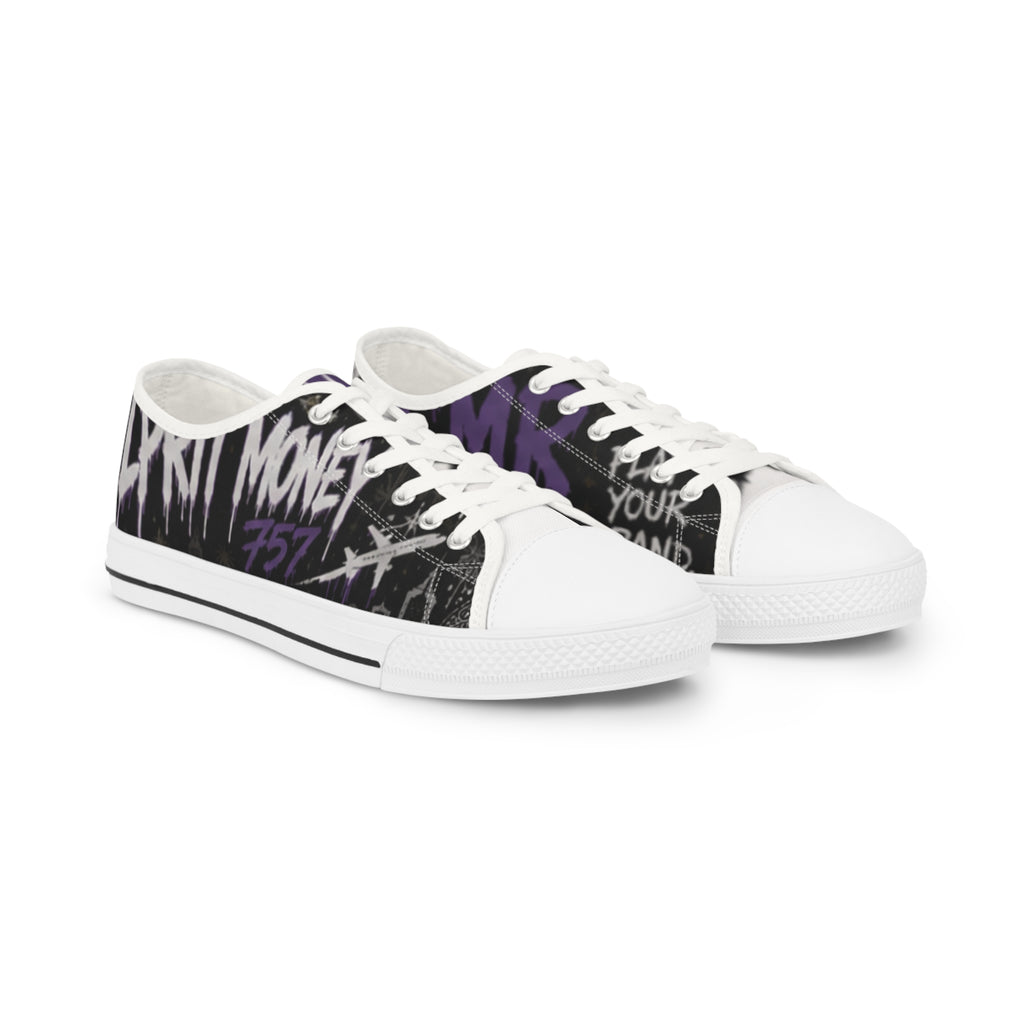 Graffiti Purple Black Men's Low Top Sneakers — Urban Street Style Shoes