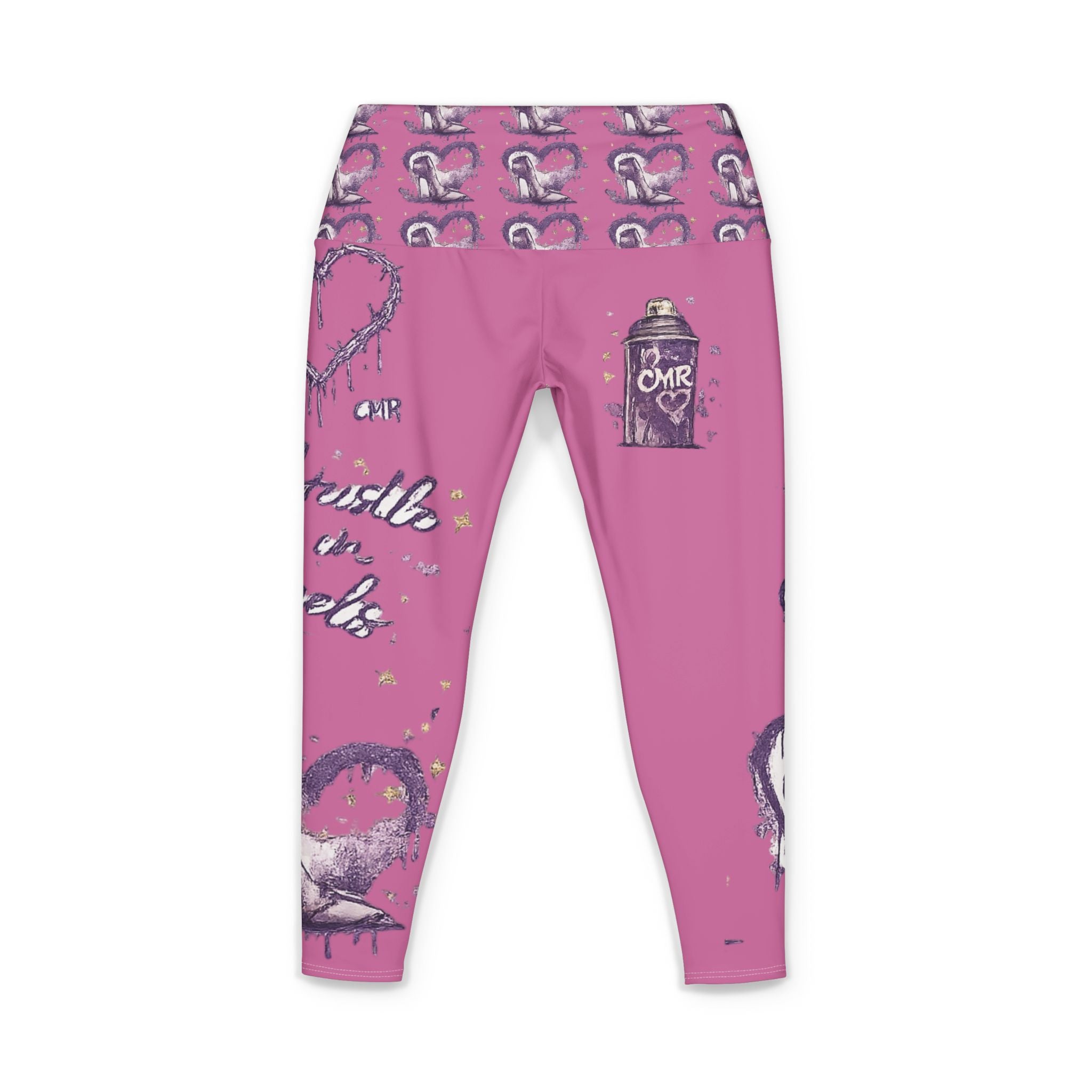 Pink Graffiti Heart Yoga Pants — CMR Spray Art All-Over Print