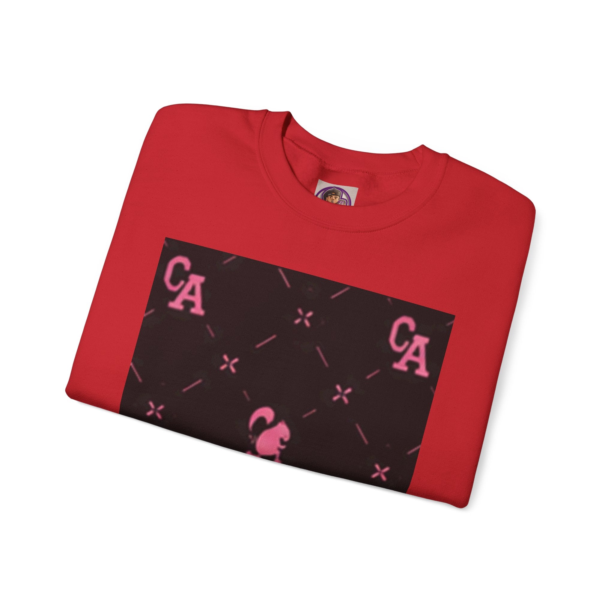 Crewneck Sweatshirt — Pink Monogram Block Print on Black