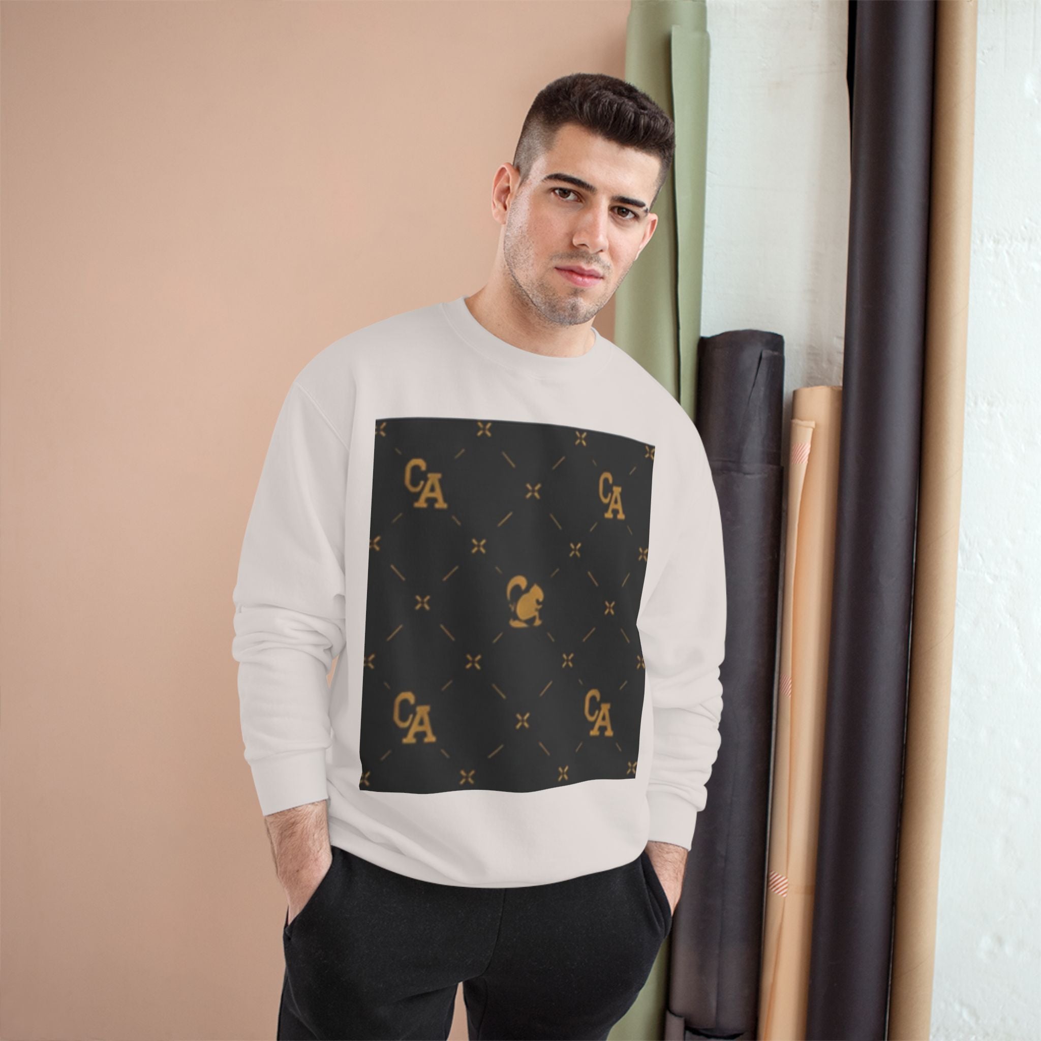 Champion Sweatshirt — Gold Monogram Luxury Pattern Crewneck