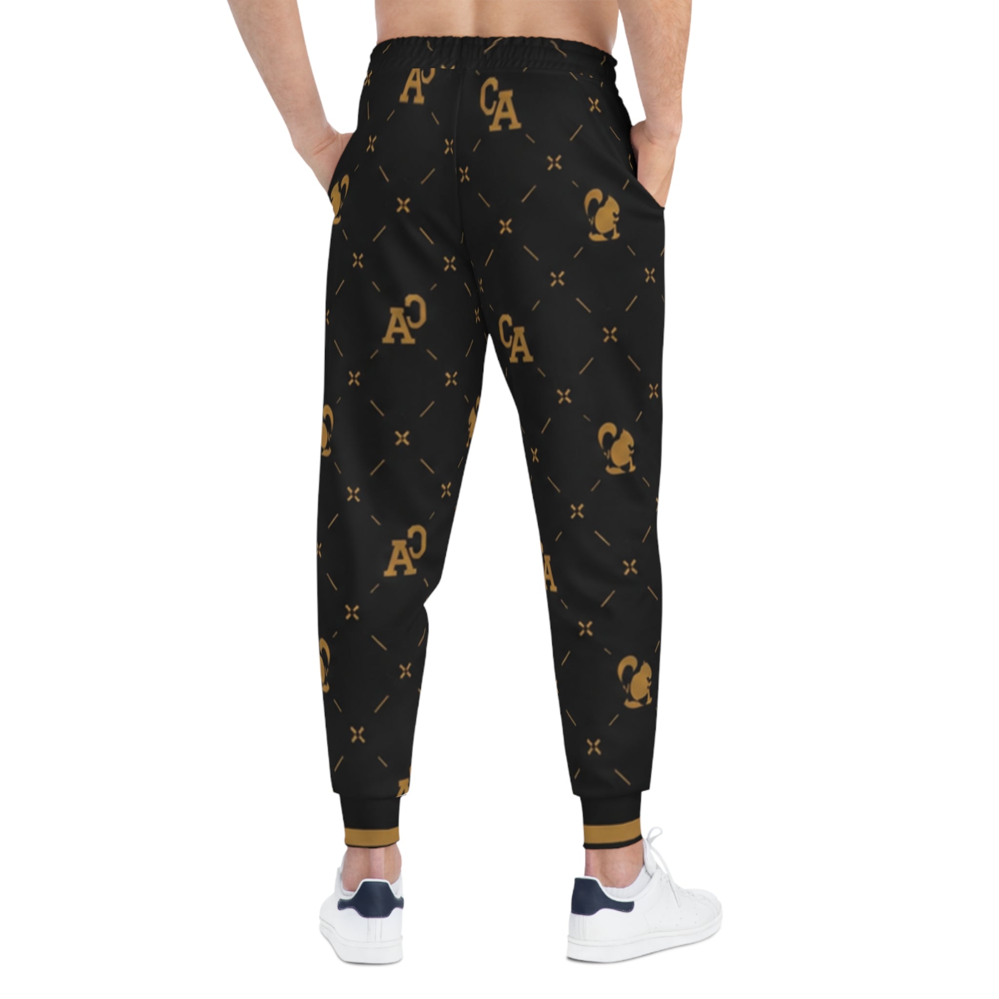 Luxury Black & Gold Monogram Joggers — CA Pattern Athletic Pants