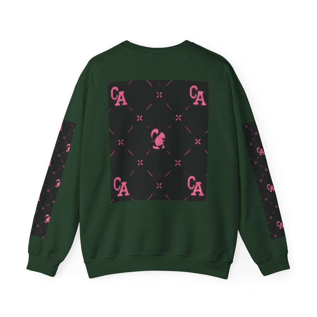 Crewneck Sweatshirt — Pink Monogram Block Print on Black