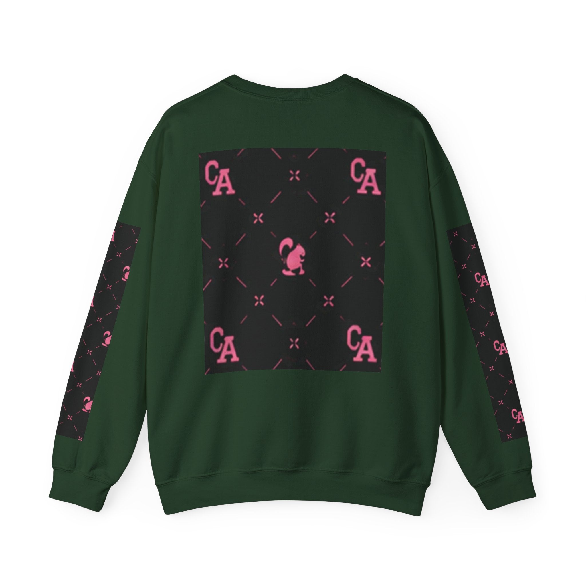 Crewneck Sweatshirt — Pink Monogram Block Print on Black