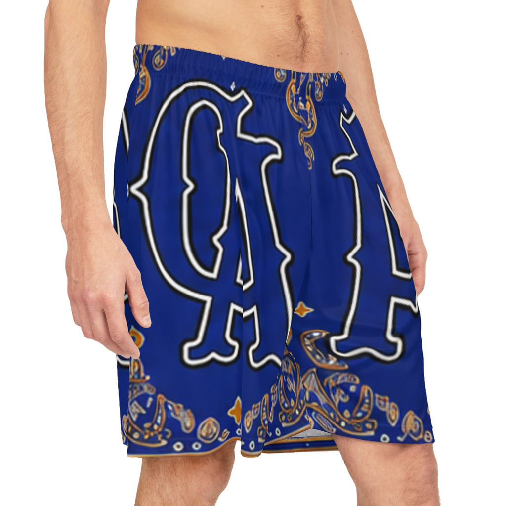 Basketball Shorts — Blue Bandana CA Logo ‘Wear Your Sound’ (AOP)