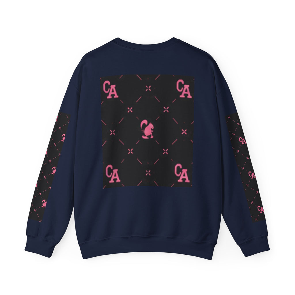 Crewneck Sweatshirt — Pink Monogram Block Print on Black