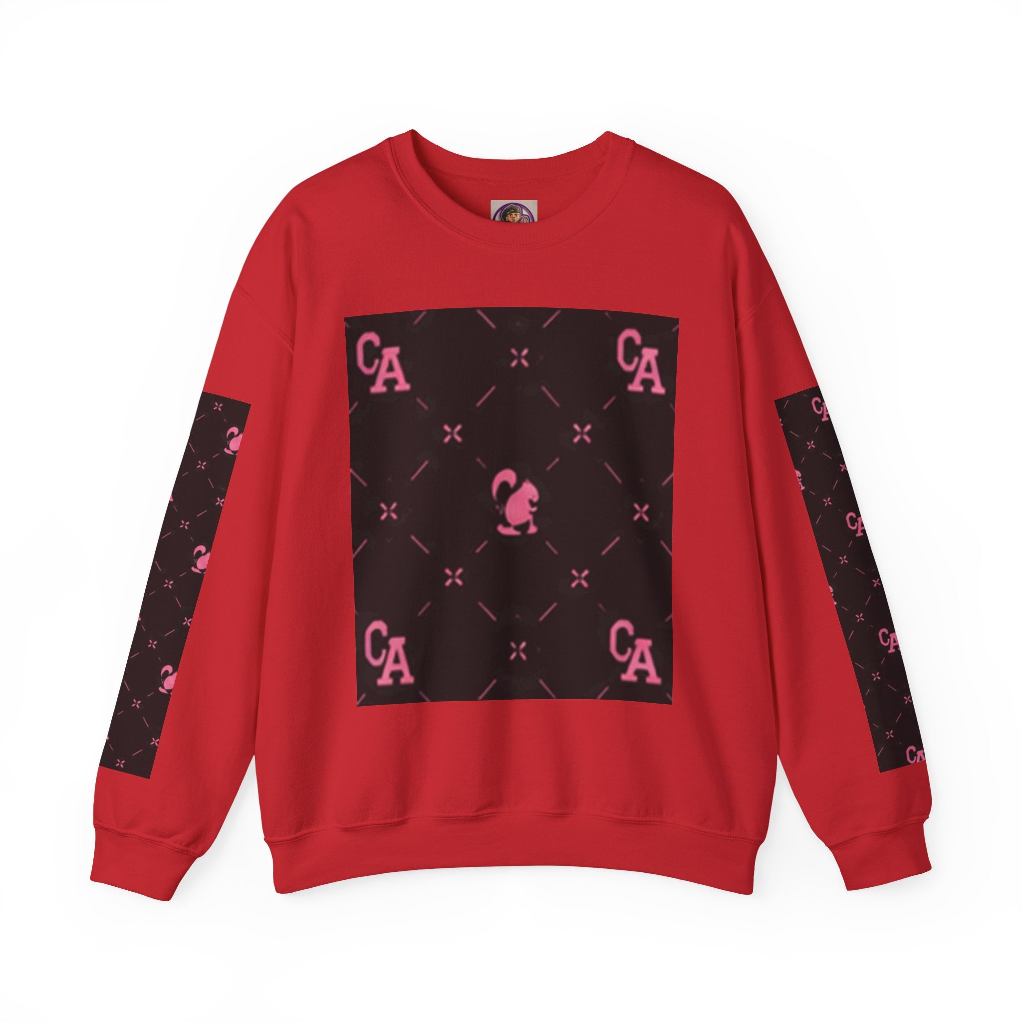 Crewneck Sweatshirt — Pink Monogram Block Print on Black