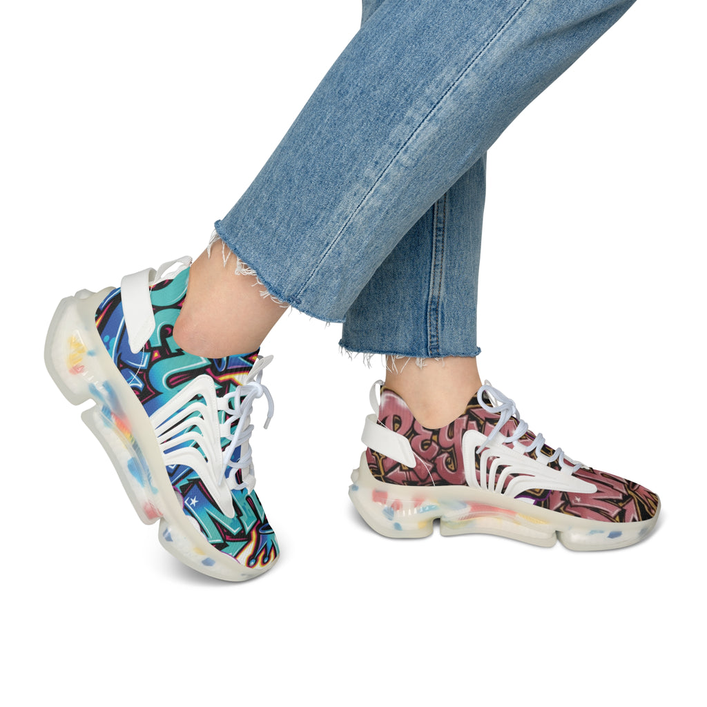Women's Mesh Sneakers — Colorful Graffiti Print Athletic Shoes