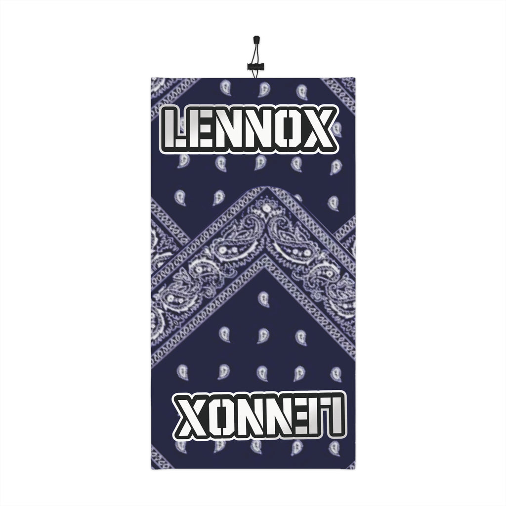 Lennox Navy Bandana-Print Winter Neck Gaiter with Drawstring