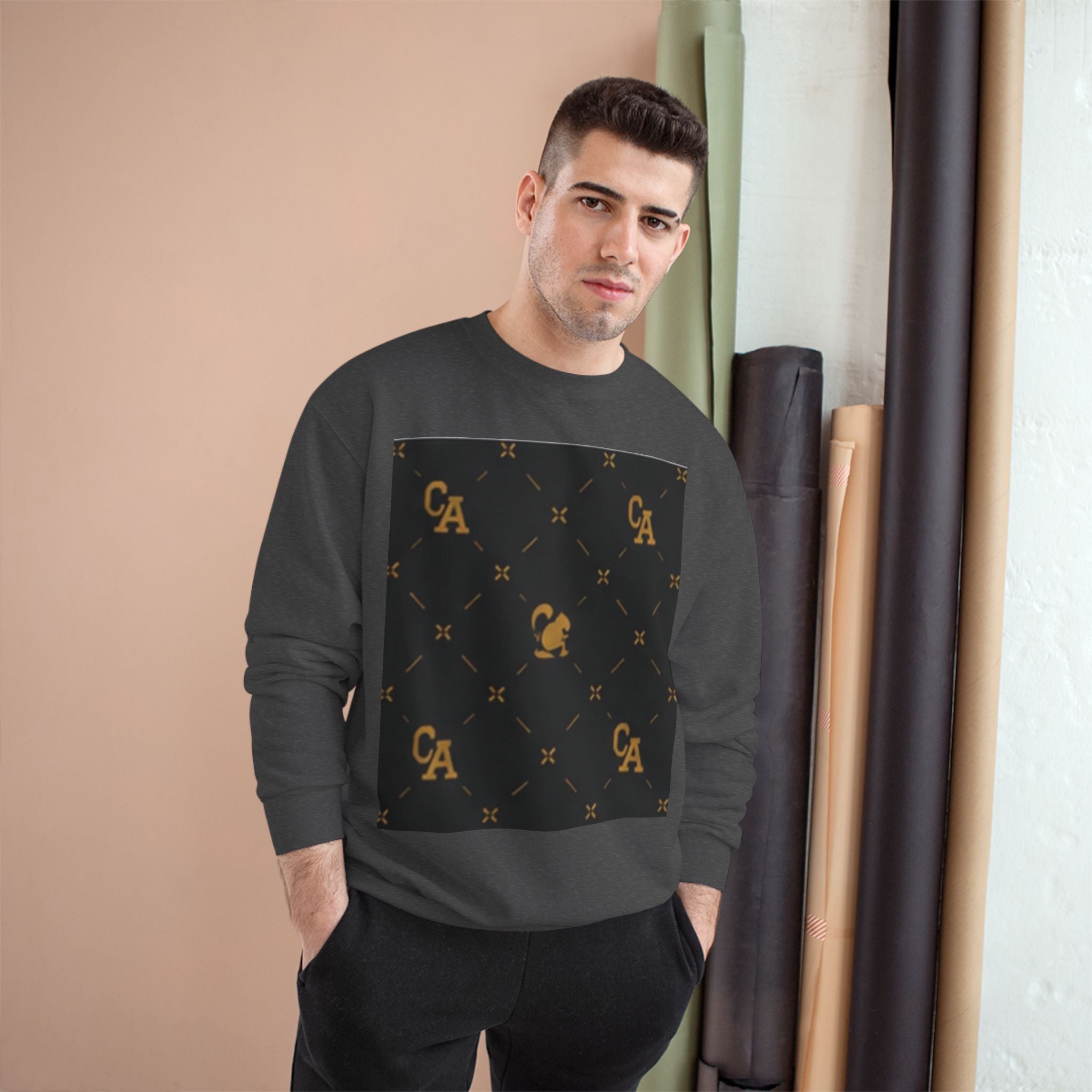 Champion Sweatshirt — Gold Monogram Luxury Pattern Crewneck