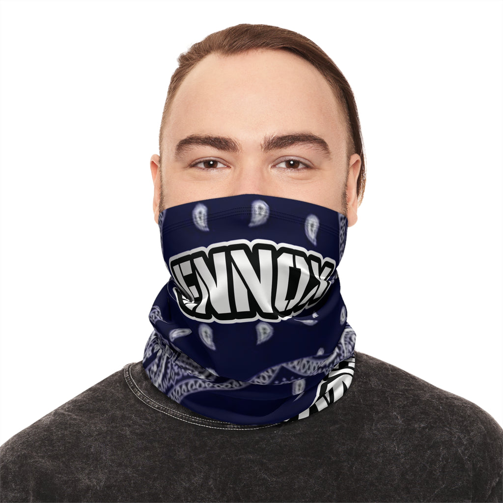 Lennox Navy Bandana-Print Winter Neck Gaiter with Drawstring