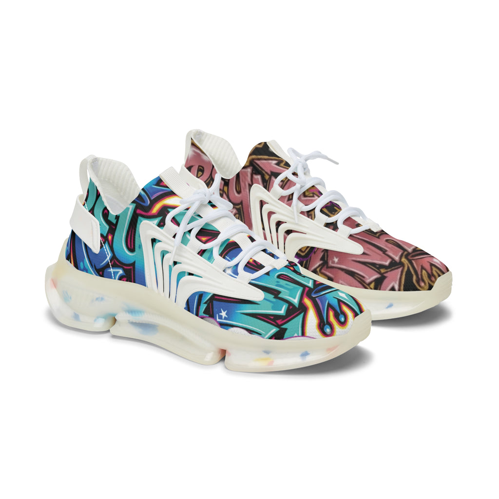 Women's Mesh Sneakers — Colorful Graffiti Print Athletic Shoes