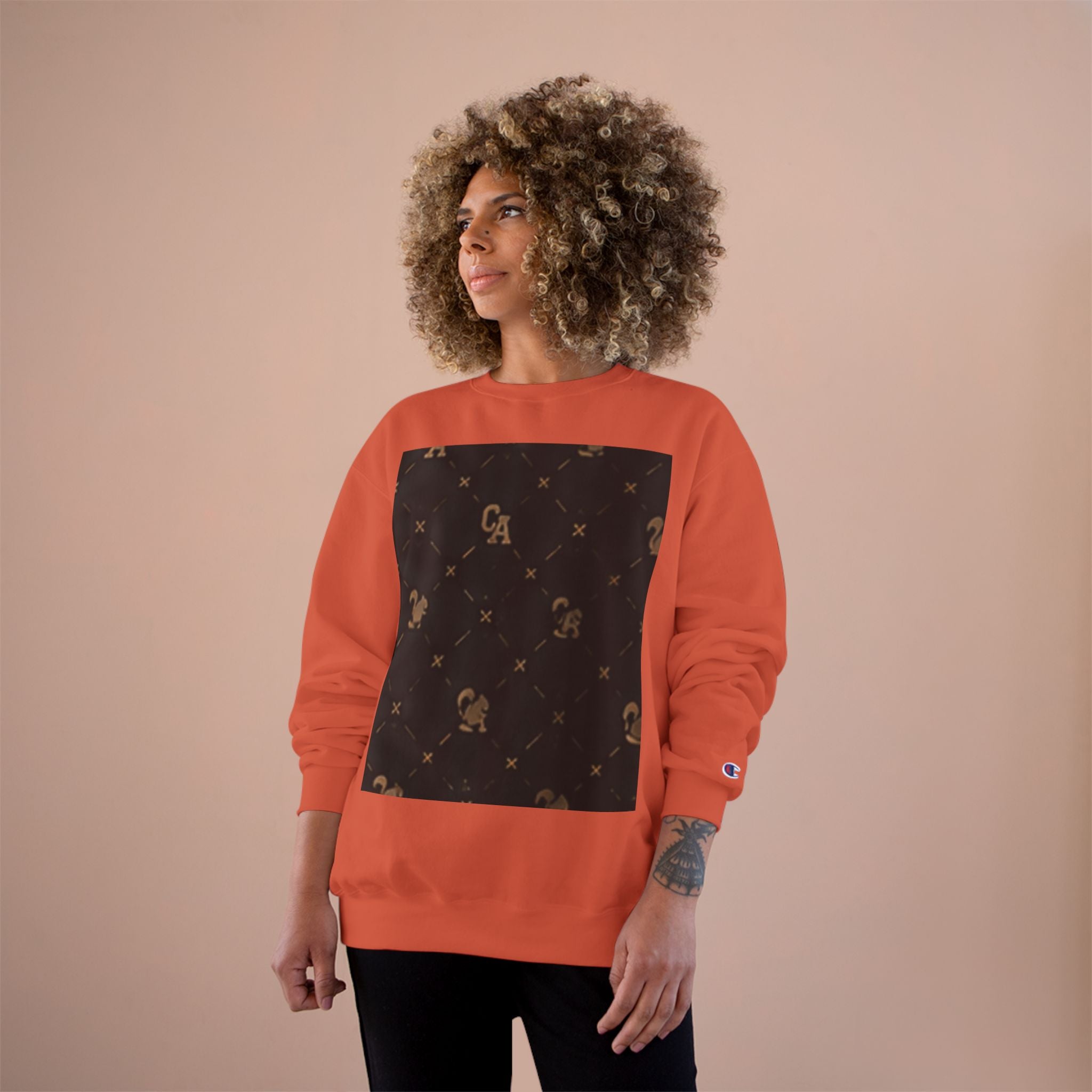 Champion Sweatshirt — Subtle Rust Fleck Square Graphic Crewneck