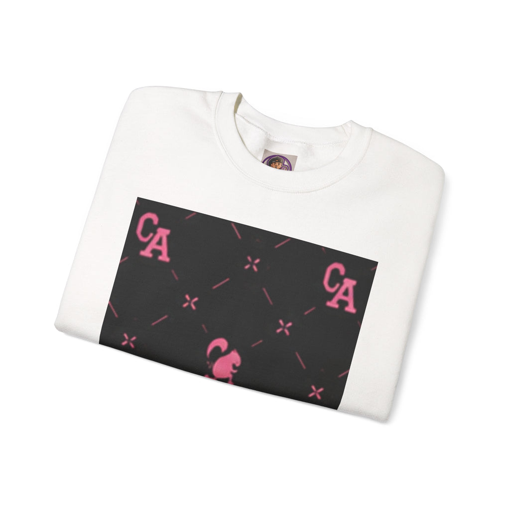 Crewneck Sweatshirt — Pink Monogram Block Print on Black