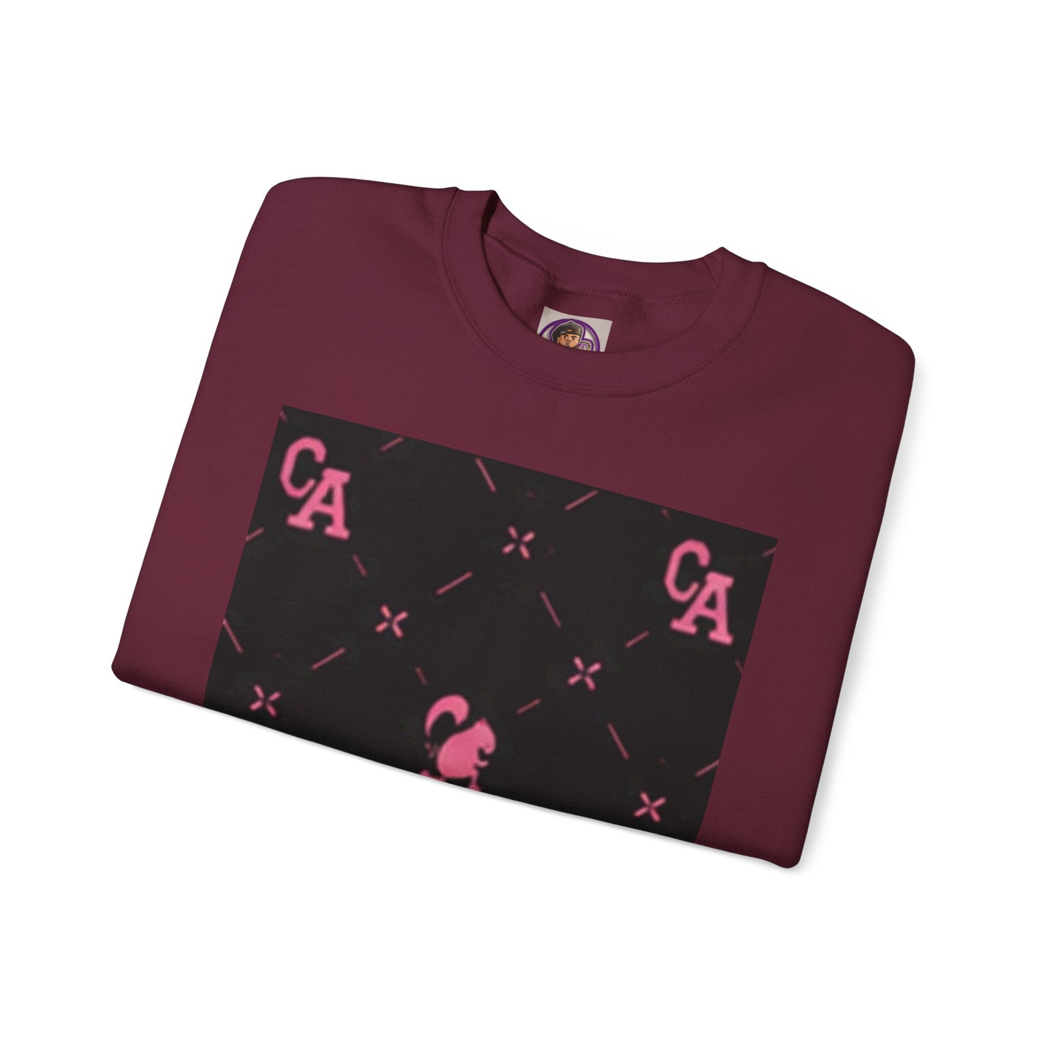 Crewneck Sweatshirt — Pink Monogram Block Print on Black
