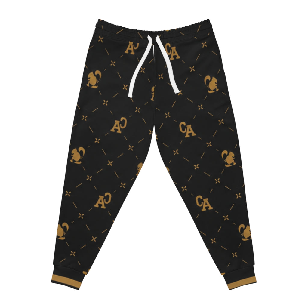 Luxury Black & Gold Monogram Joggers — CA Pattern Athletic Pants