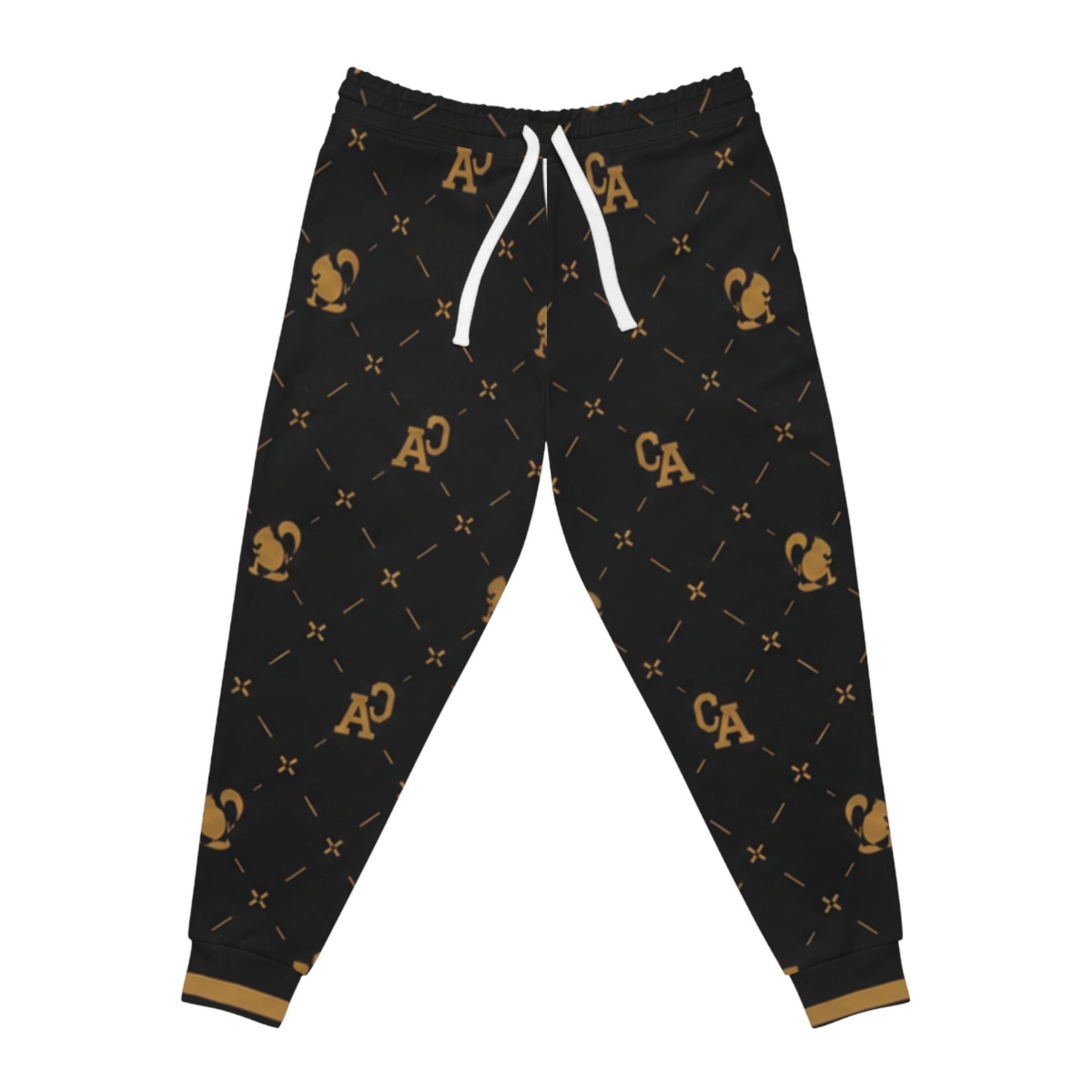 Luxury Black & Gold Monogram Joggers — CA Pattern Athletic Pants