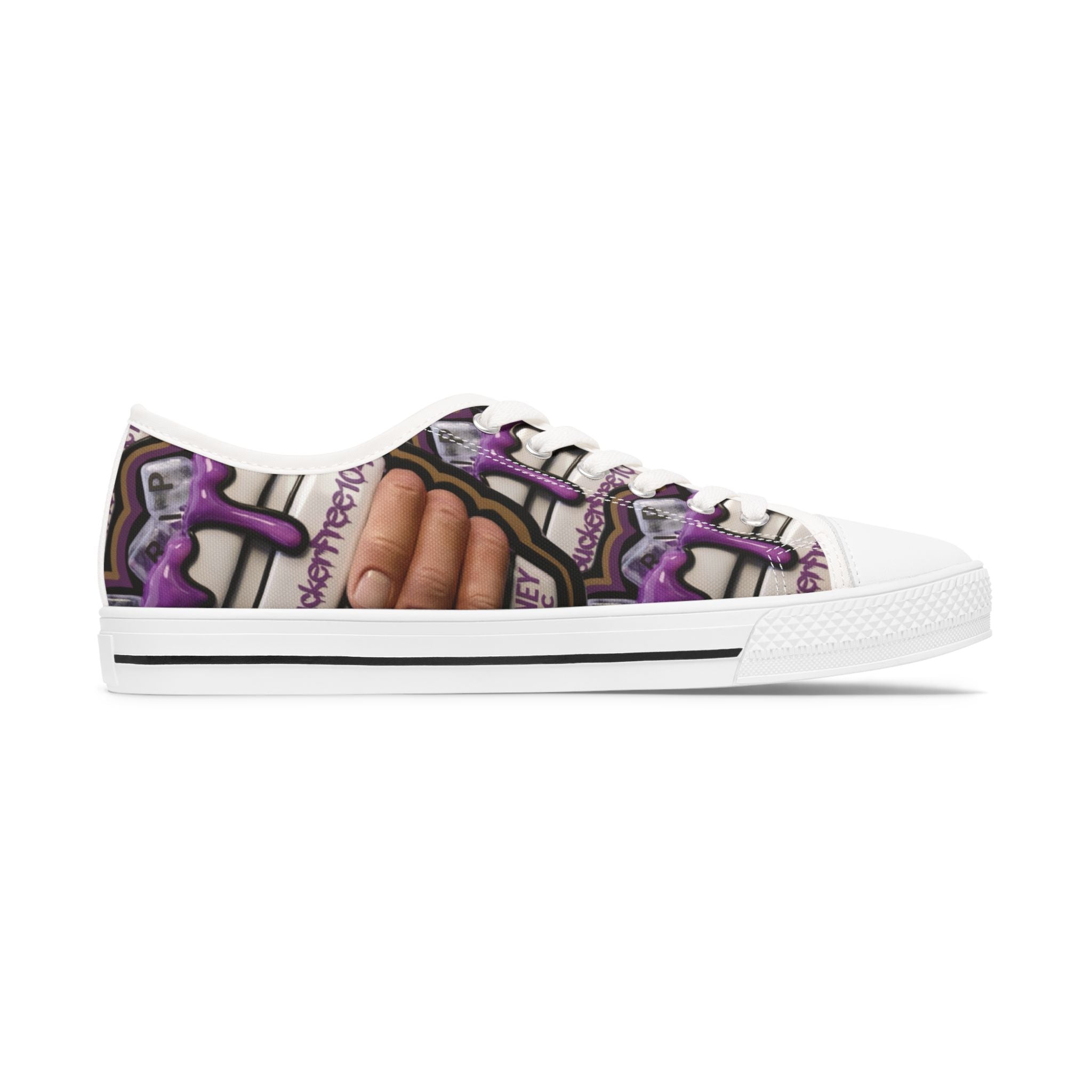 Low Top Sneakers — Purple Cupcake Pattern Casual Shoes