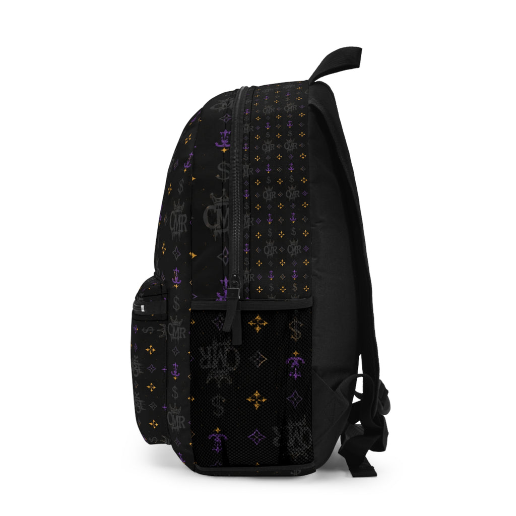 Monogram Noir Pattern Backpack — Black Luxe Floral & Anchor Print