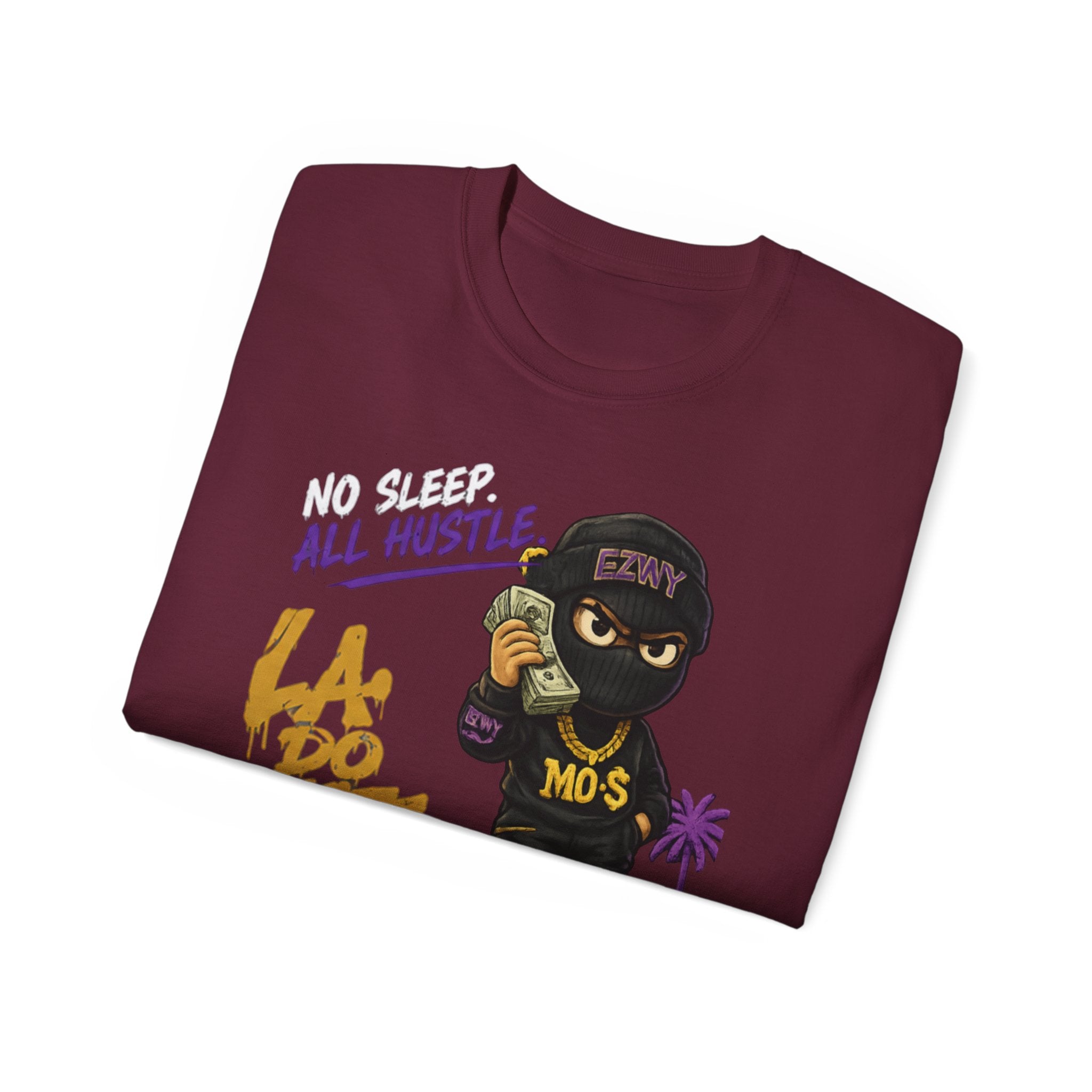 Hustle Bear Tee — 'No Sleep, All Hustle' LA Streetwear T-Shirt