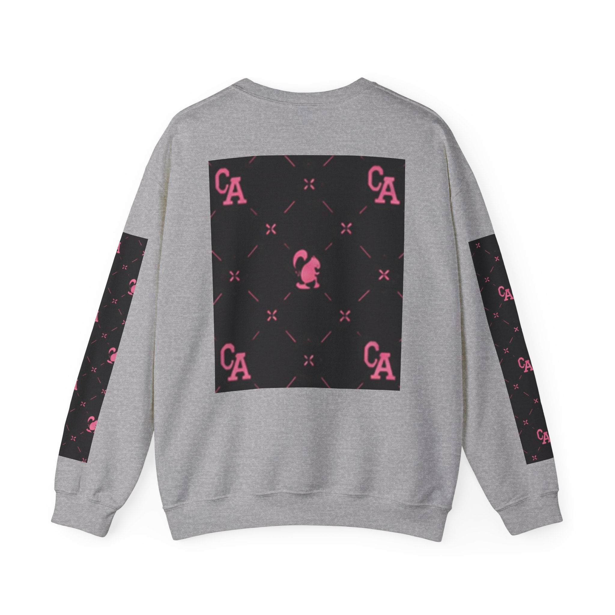 Crewneck Sweatshirt — Pink Monogram Block Print on Black