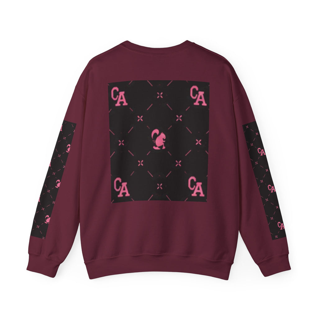 Crewneck Sweatshirt — Pink Monogram Block Print on Black