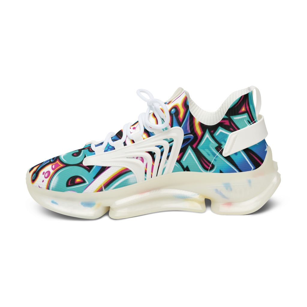 Women's Mesh Sneakers — Colorful Graffiti Print Athletic Shoes