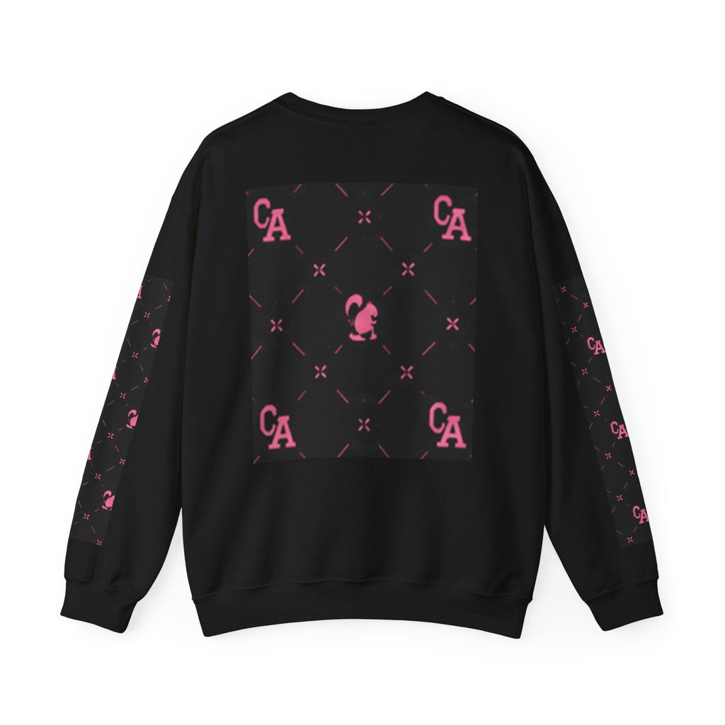 Crewneck Sweatshirt — Pink Monogram Block Print on Black