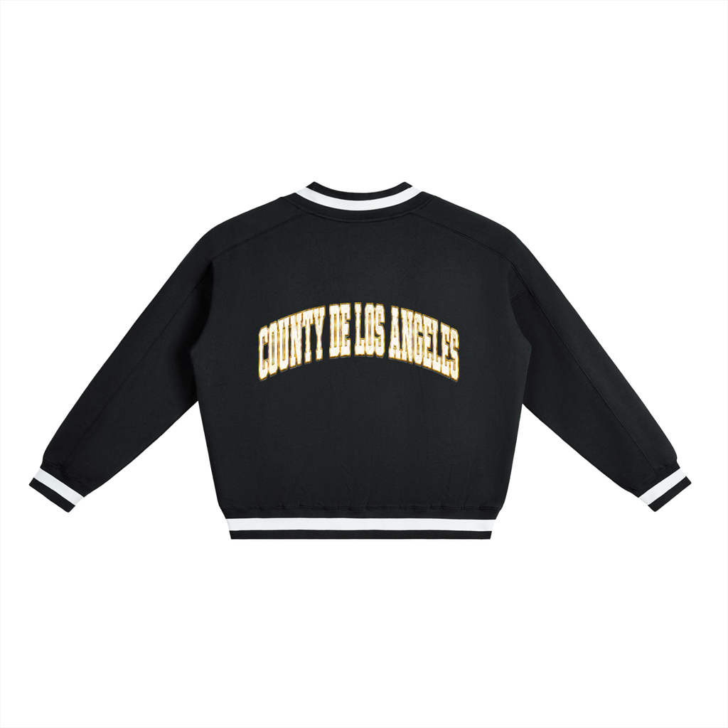 V-Neck Contrast Collar Boxy Sweatshirt