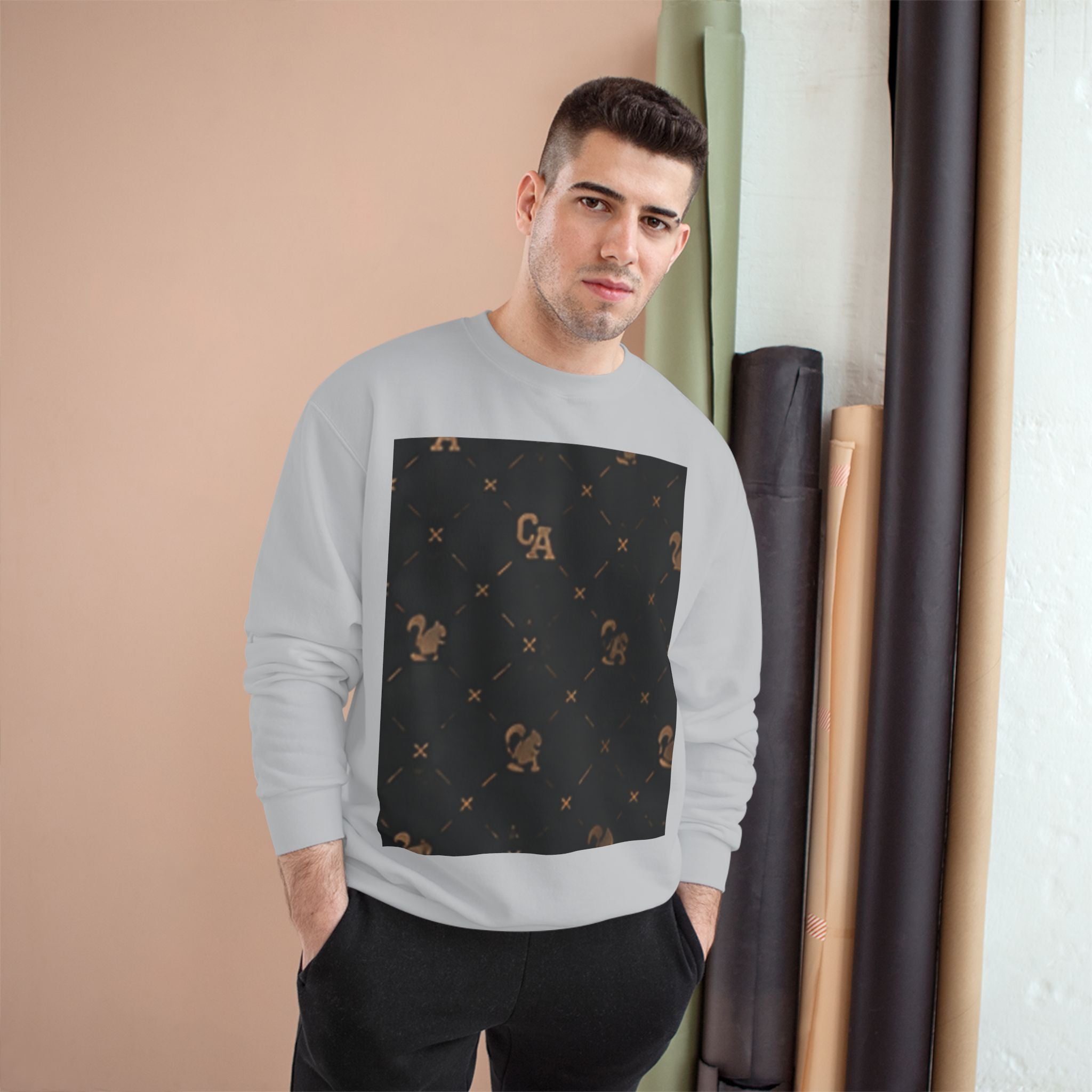 Champion Sweatshirt — Subtle Rust Fleck Square Graphic Crewneck