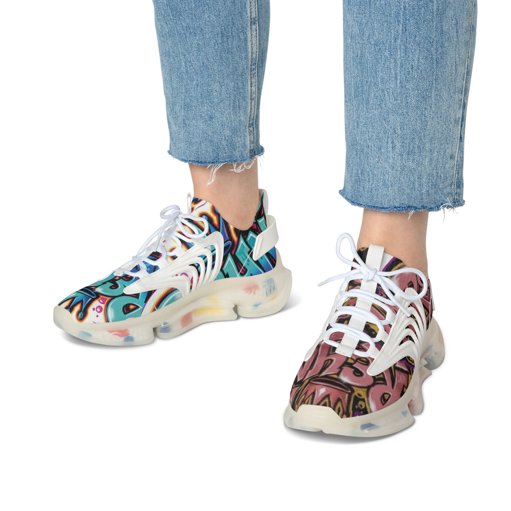 Women's Mesh Sneakers — Colorful Graffiti Print Athletic Shoes