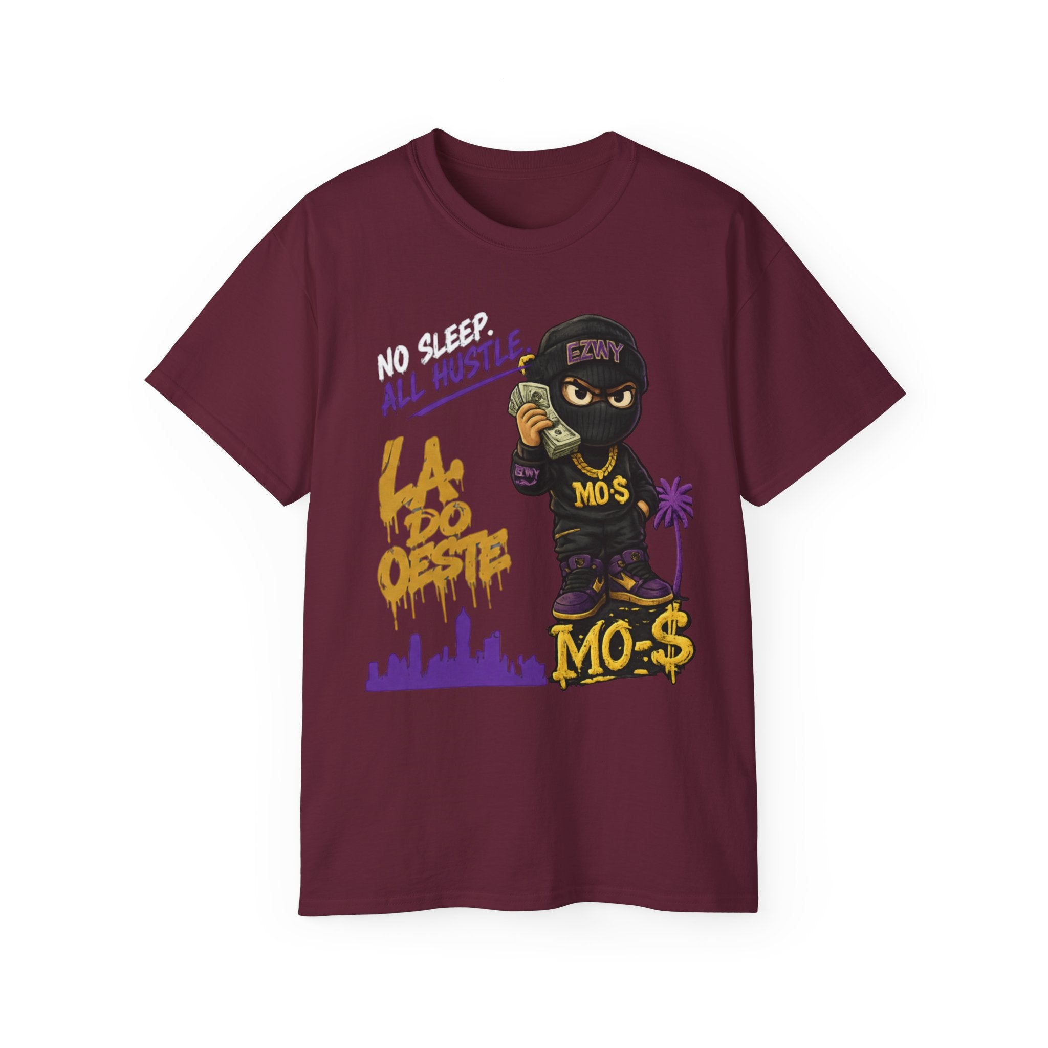 Hustle Bear Tee — 'No Sleep, All Hustle' LA Streetwear T-Shirt