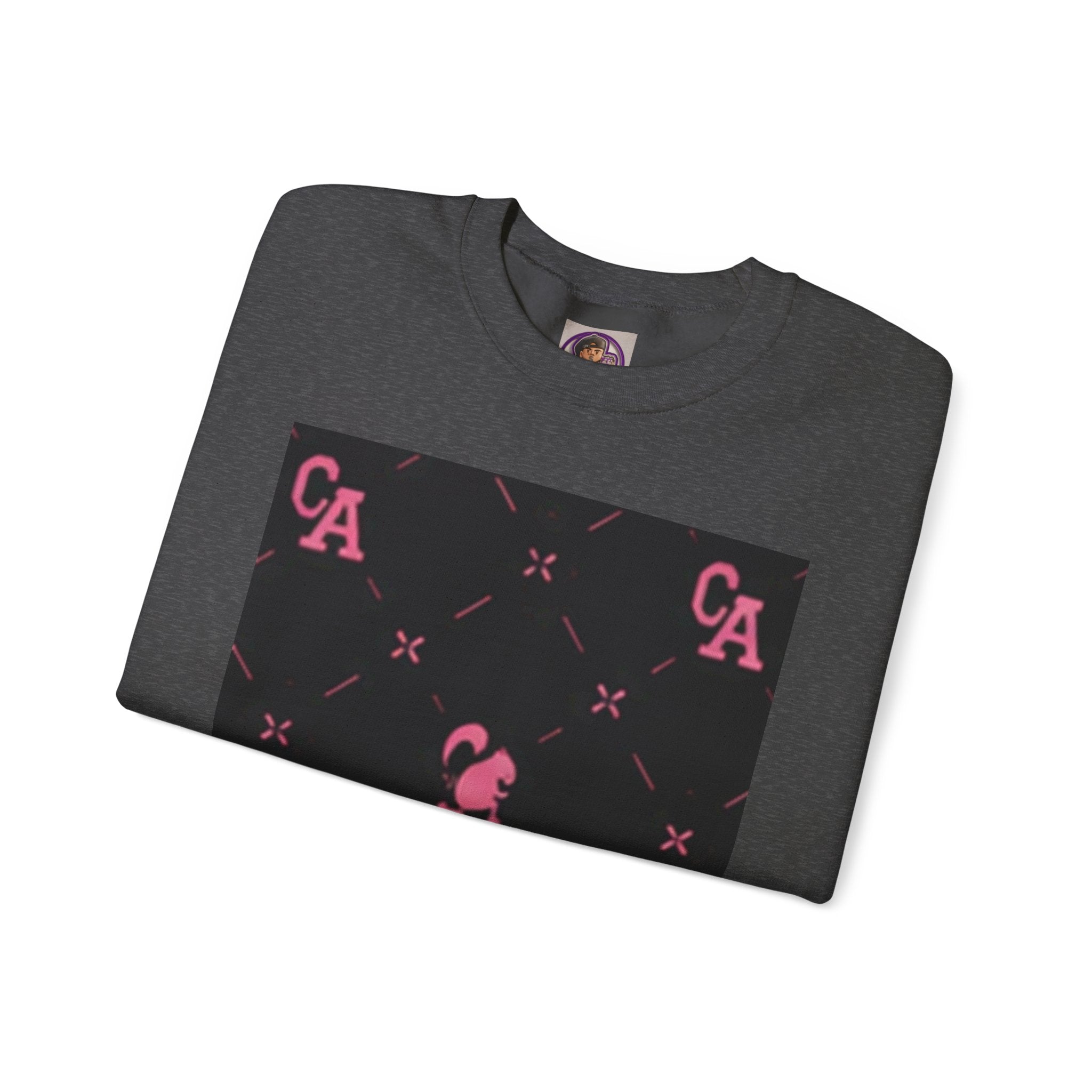 Crewneck Sweatshirt — Pink Monogram Block Print on Black