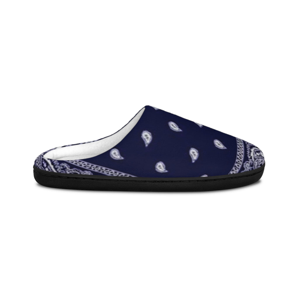 Men's Navy Bandana Print Indoor Slippers — Cozy House Shoes