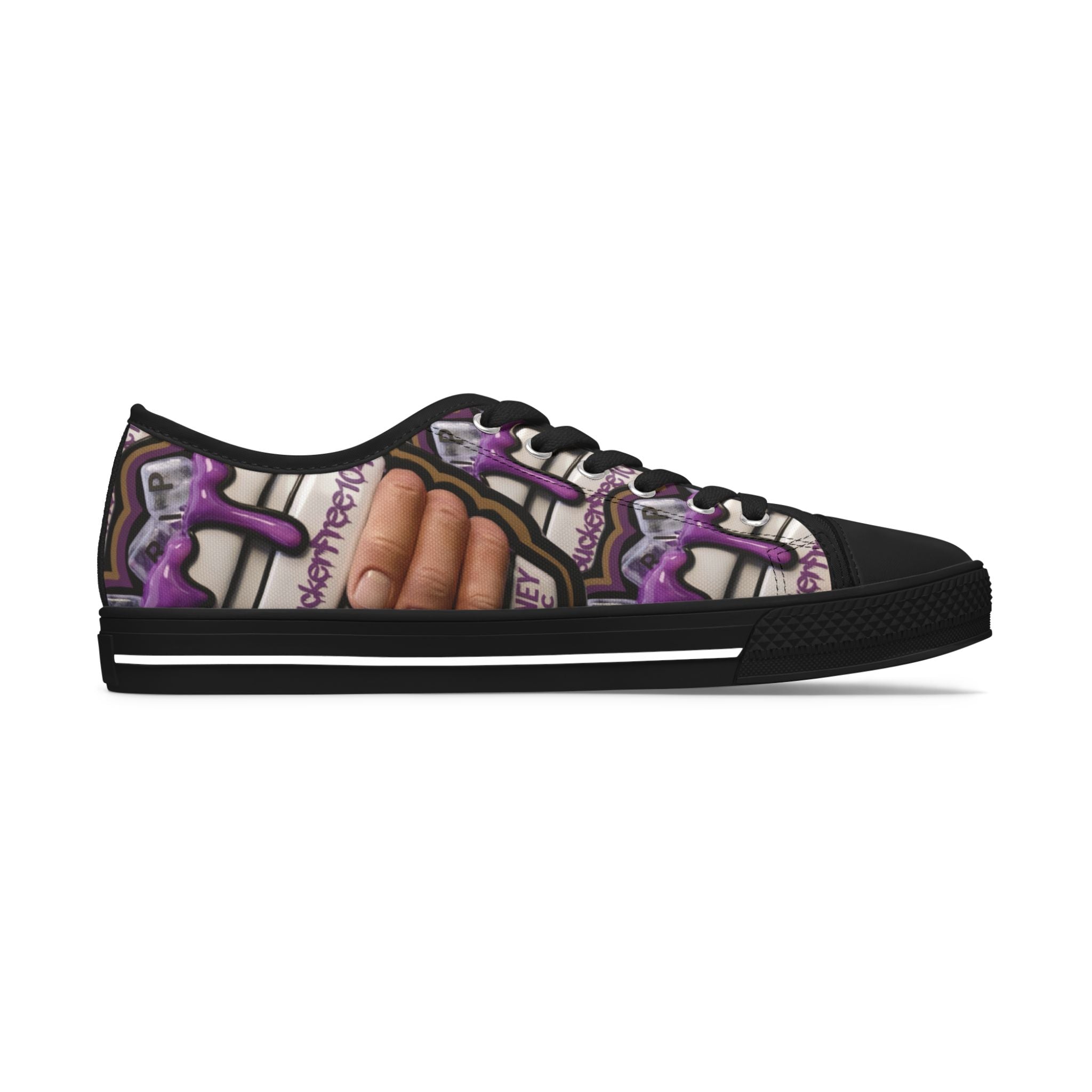 Low Top Sneakers — Purple Cupcake Pattern Casual Shoes