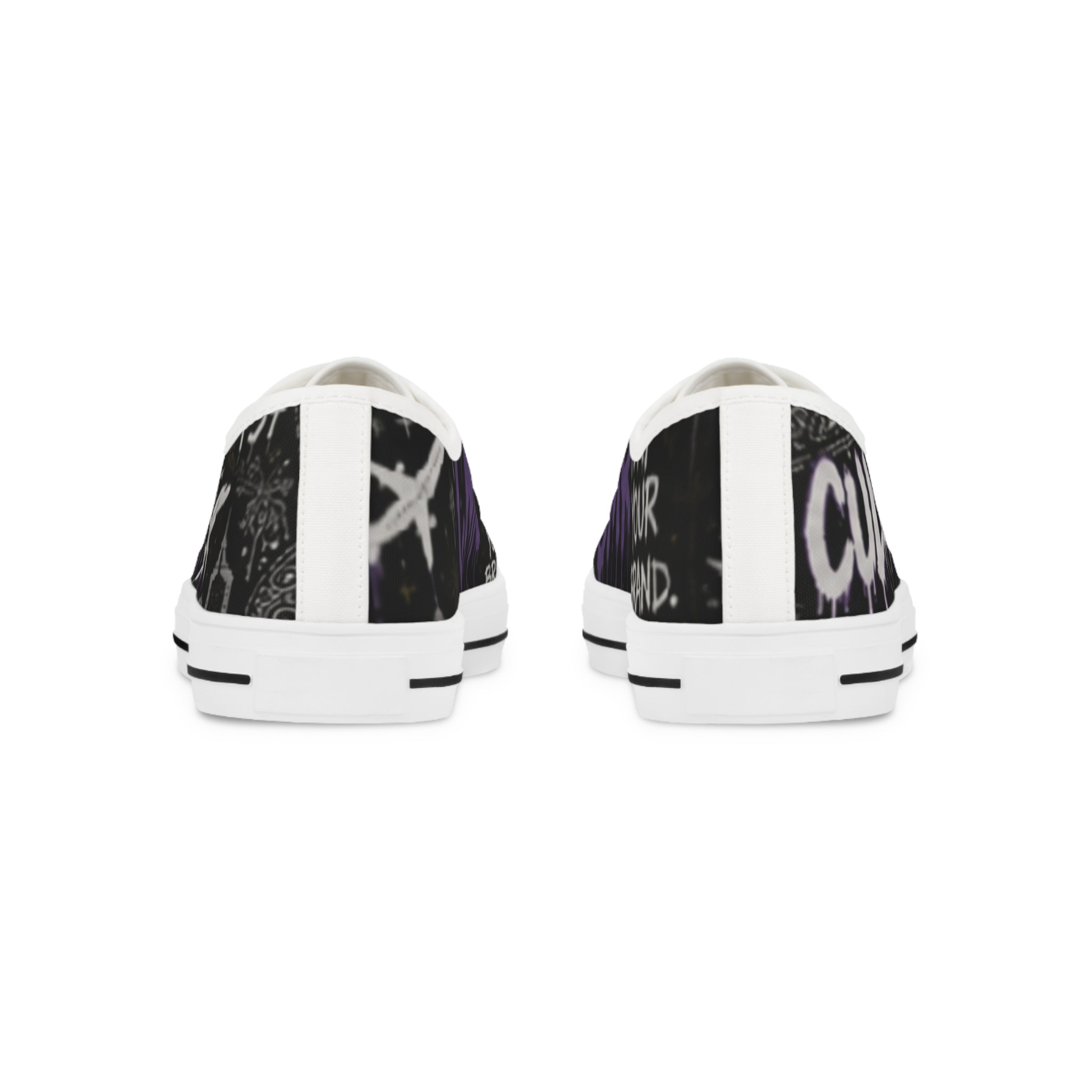 Graffiti Purple Black Men's Low Top Sneakers — Urban Street Style Shoes