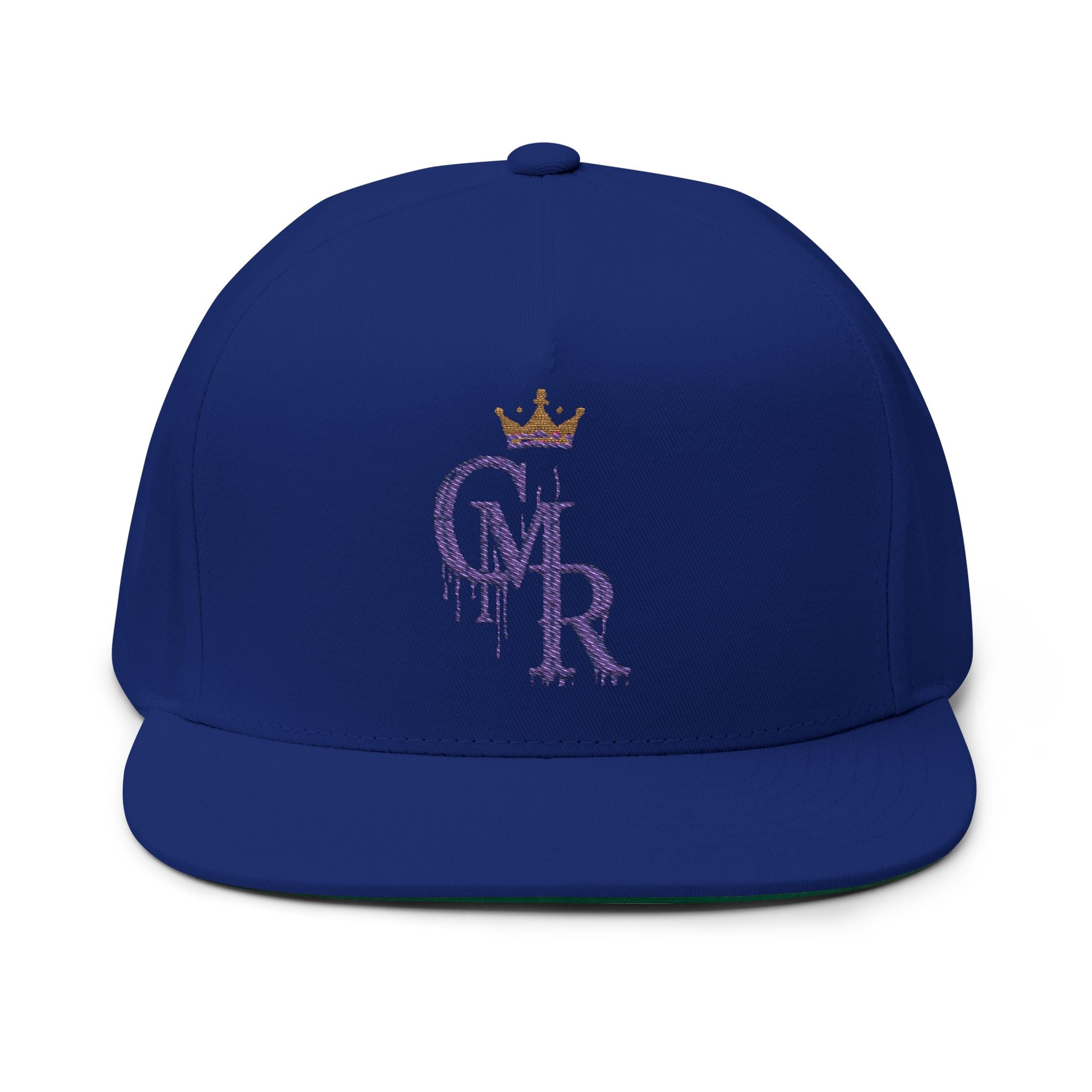 Royal Graffiti Flat Bill Cap — Embroidered CMR Crown Logo