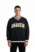 V-Neck Contrast Collar Boxy Sweatshirt