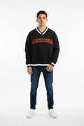 V-Neck Contrast Collar Boxy Sweatshirt